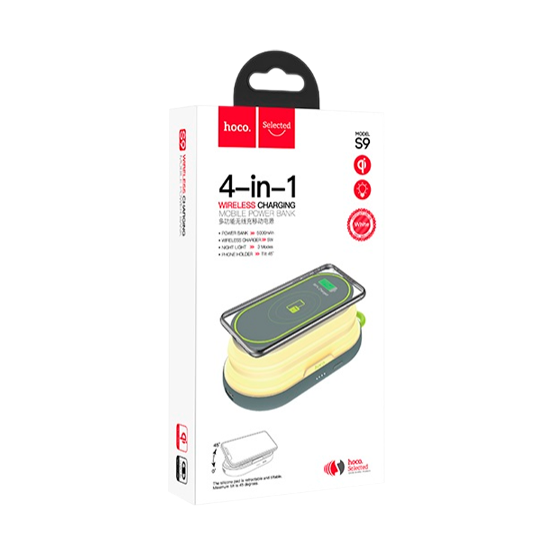 Внешний аккумулятор HOCO S9 5000mAh 1.0A 1USB/Type-C беспр. зар. Qi черный (1/29)