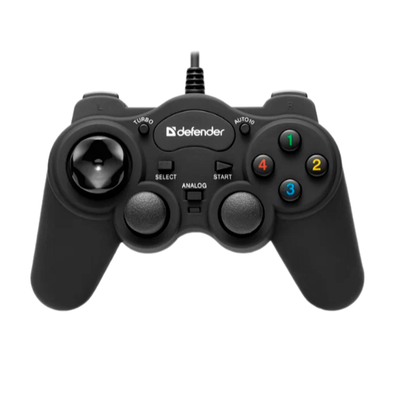 Геймпад проводной Defender Game Racer Turbo RS3 USB/PS 12 кн./2 стика черный (1/20/40)