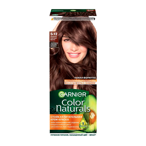 Краска для волос GARNIER Color Naturals 110мл 5.12 Ледяной светлый шатен (1/12)