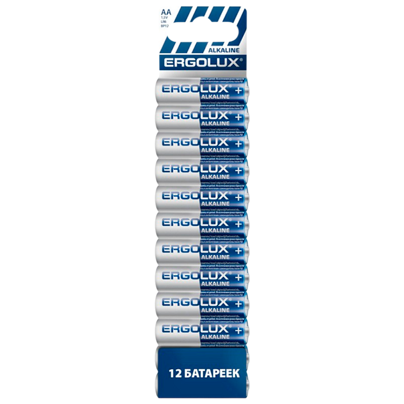 Батарейка Ergolux LR6 AA bl12 ПРОМО Alkaline 1.5V