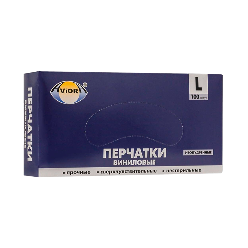 Перчатки Aviora L винил неопудренные 100шт. (1/10)