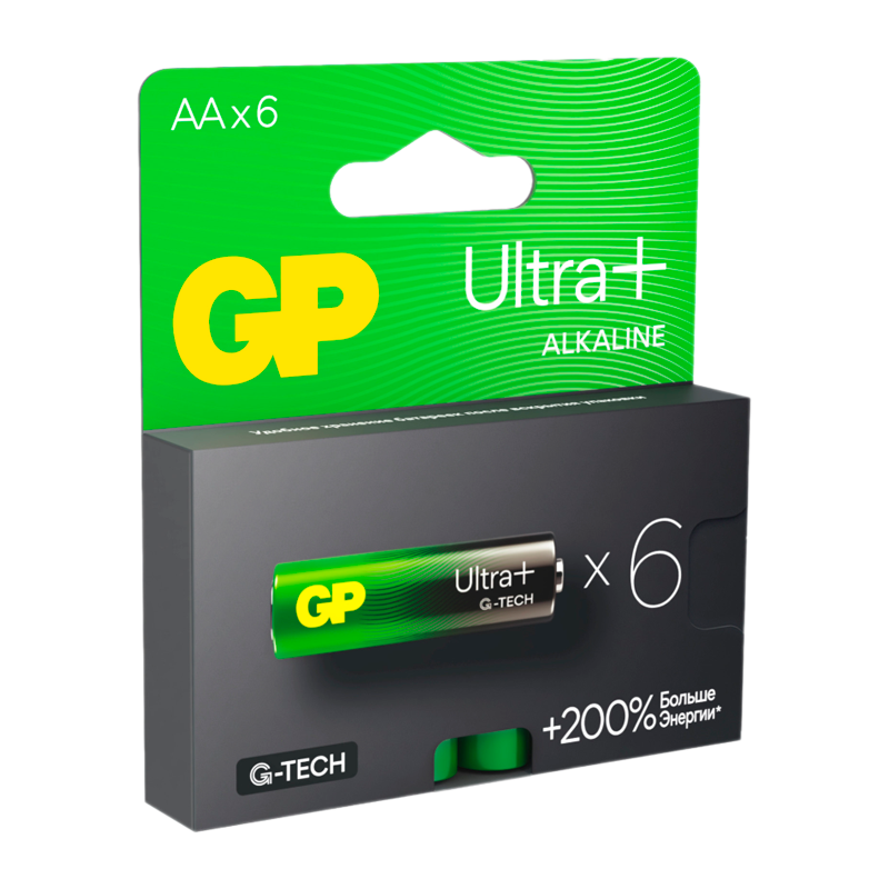 Батарейка GP ULTRA PLUS G-tech LR6 AA BL6 Alkaline 1.5V (6/96/768)