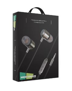 Наушники внутриканальные MORE CHOICE G51 с микр. черный (1/25/250)