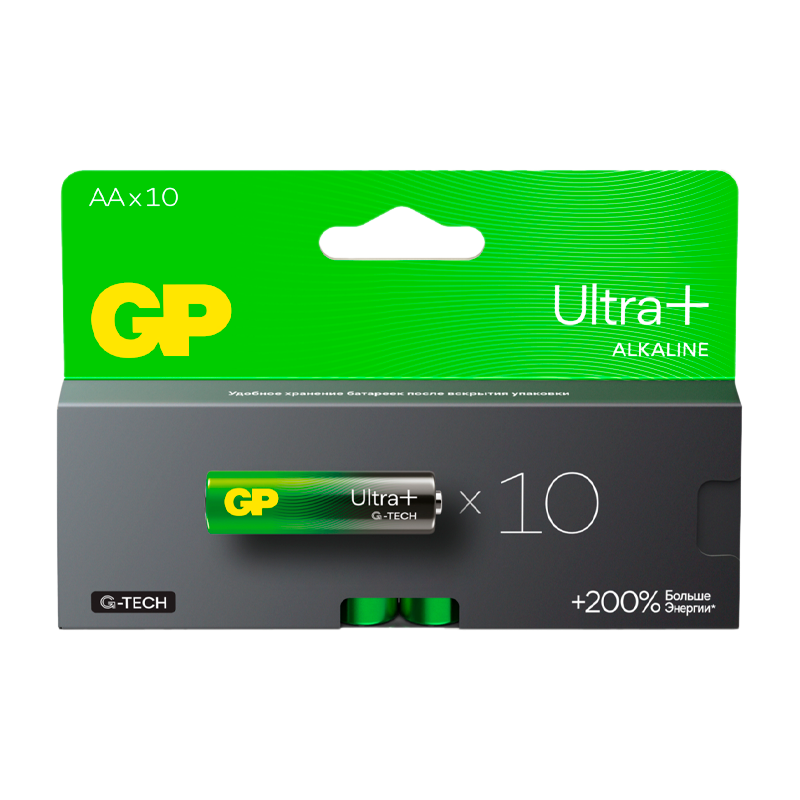 Батарейка GP ULTRA PLUS G-tech LR6 AA BL10 Alkaline 1.5V (10/100/600)