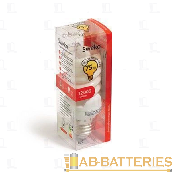 Лампа энергосберегающая Sweko SF10 E14 8W 4200К 230V спираль