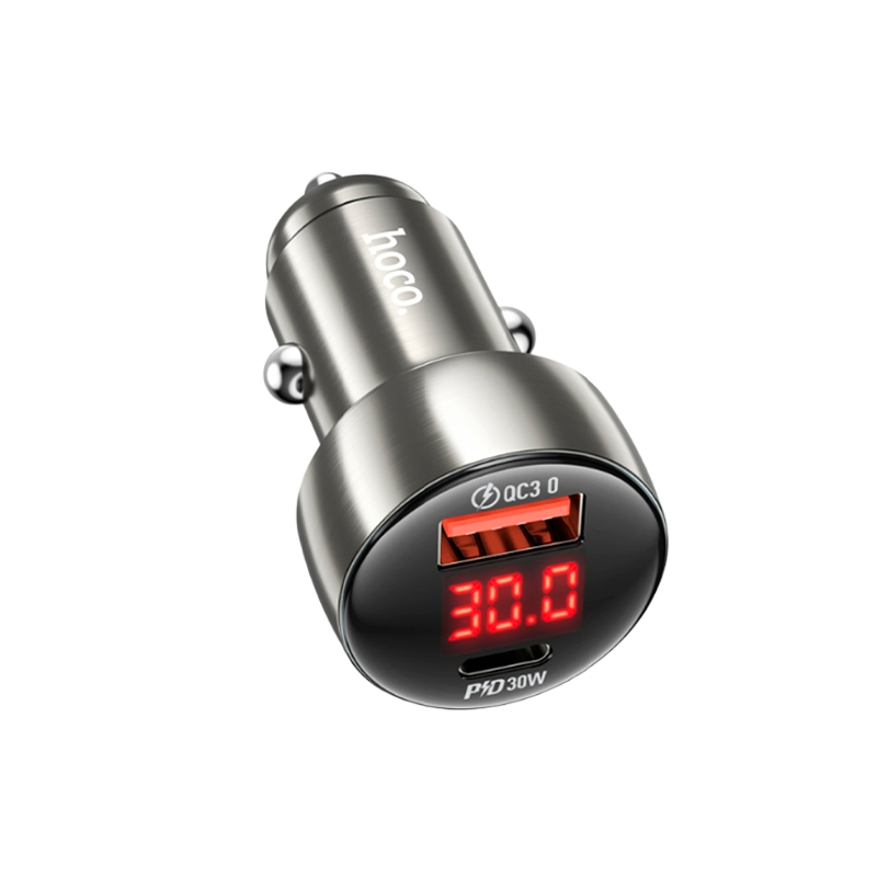 Автомобильное З/У HOCO Z50 1USB/Type-C 48W с кабелем Type-C-Lightning серый (1/12/120)