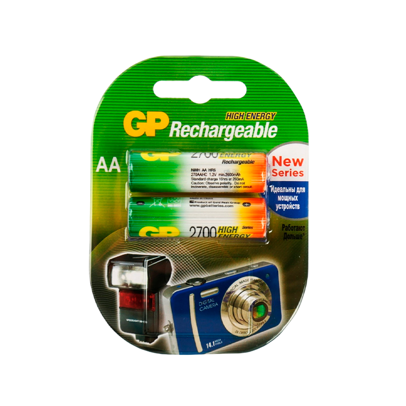 Аккумулятор бытовой GP HR6 AA BL2 NI-MH 2700mAh в пластиковой упаковке (2/20/200) R