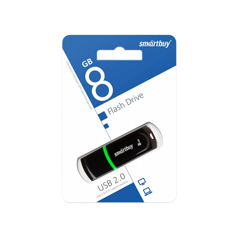 Флеш-накопитель Smartbuy Paean 8GB USB2.0 пластик черный