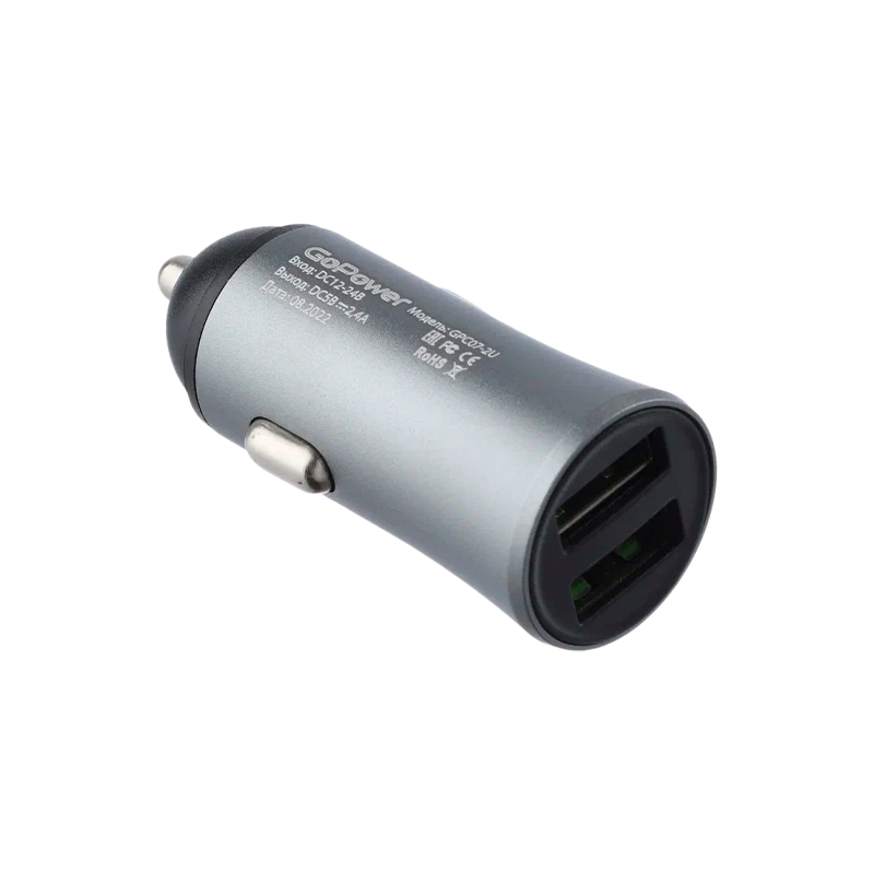*Автомобильное З/У GoPower GPC07U 2USB серый 