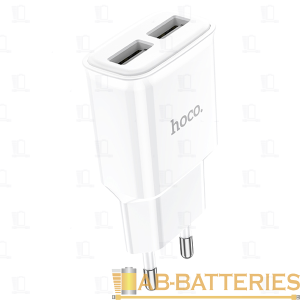 Сетевое З/У HOCO C88A 2USB 2.4A с кабелем Lightning белый (1/12/120)