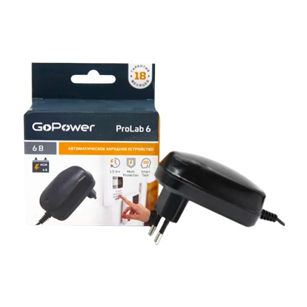 З/У для свинцово-кислотных аккумуляторов 6V GoPower ProLab 6 1.0A (1/100)