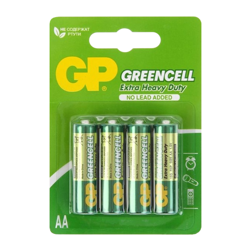 Батарейка GP GreenCell R6 AA BL4 Heavy Duty 1.5V (4/72/288)