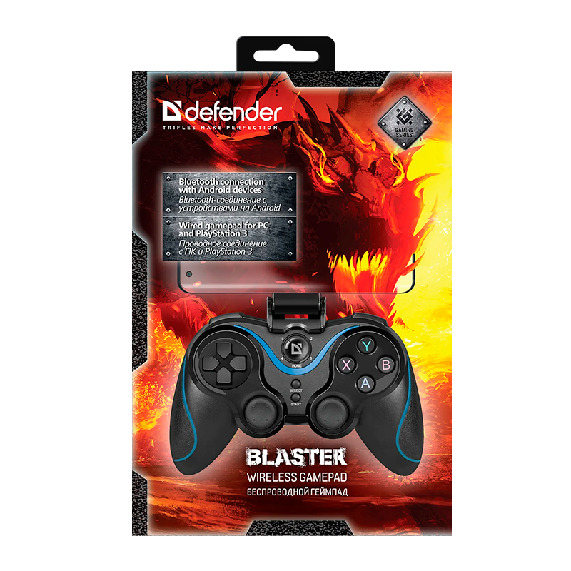 Геймпад беспроводной Defender Blaster USB/bluetooth 12 кн./2 стика черный (1/24)