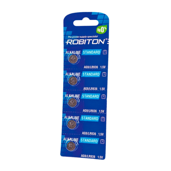 Батарейка ROBITON STANDARD R-AG9-0-BL5 (0% Hg) AG9 LR936 394 LR45BL5