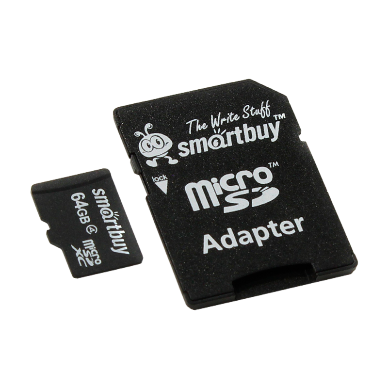 Карта памяти microSD Smartbuy 64GB Class4 4 МБ/сек с адаптером