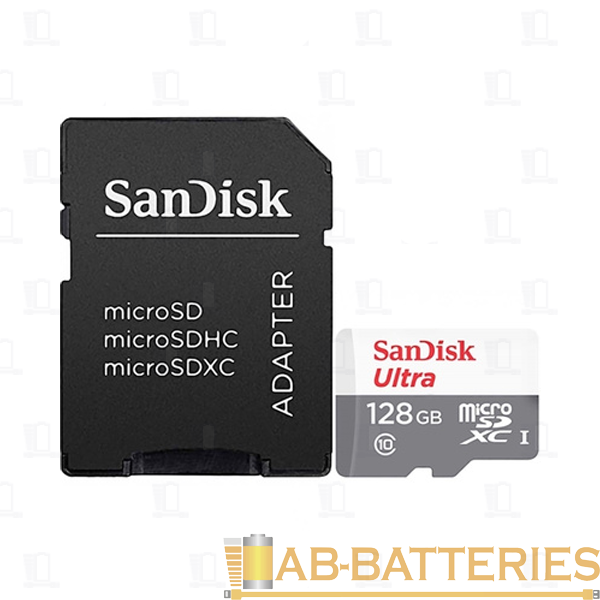 Карта памяти microSD SanDisk Ultra Light 128GB Class10 UHS-I (U1) 100 МБ/сек с адаптером
