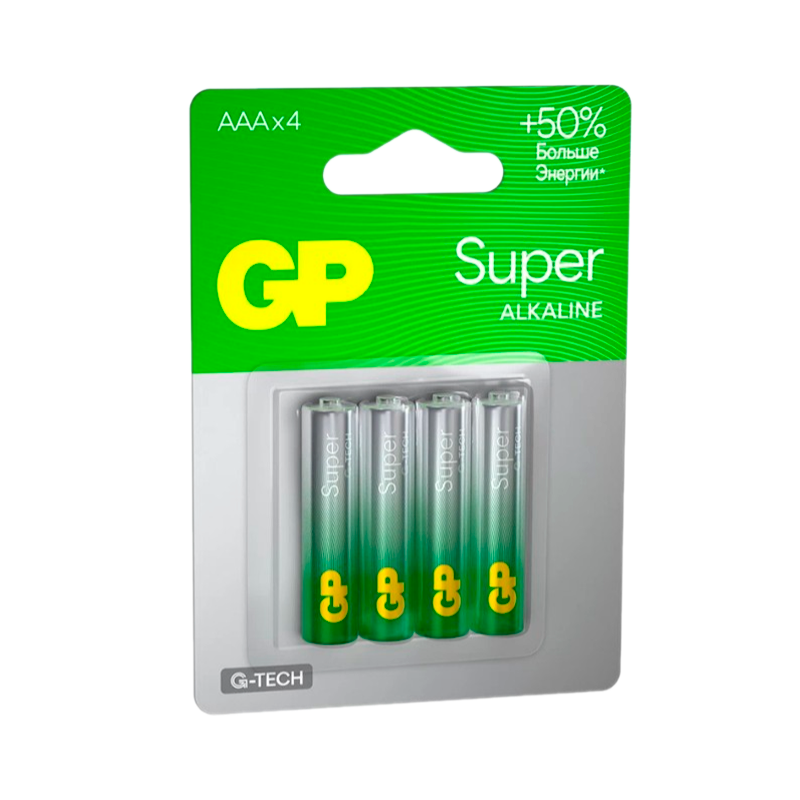 Батарейка GP Super G-Tech LR03 AAA BL4 Alkaline 1.5V (4/40/160) R