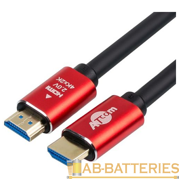 Кабель Atcom HDMI (m)-HDMI (m) 2.0м силикон ver.2.0 черный красный в пакете (1/100)