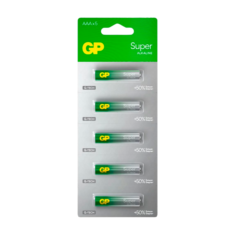 Батарейка GP Super G-Tech LR03 AAA BL5 Alkaline 1.5V отрывные (5/60/600)