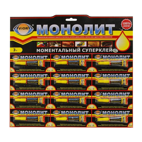 Супер-клей Aviora МОНОЛИТ ГЕЛЬ 3г BL12 (12/288)