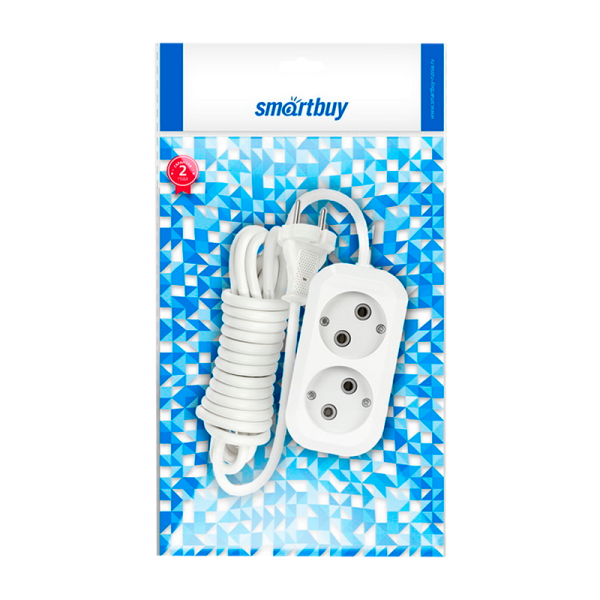 Удлинитель Smartbuy 2р.Б/З 10A 3.0м белый (1/50)