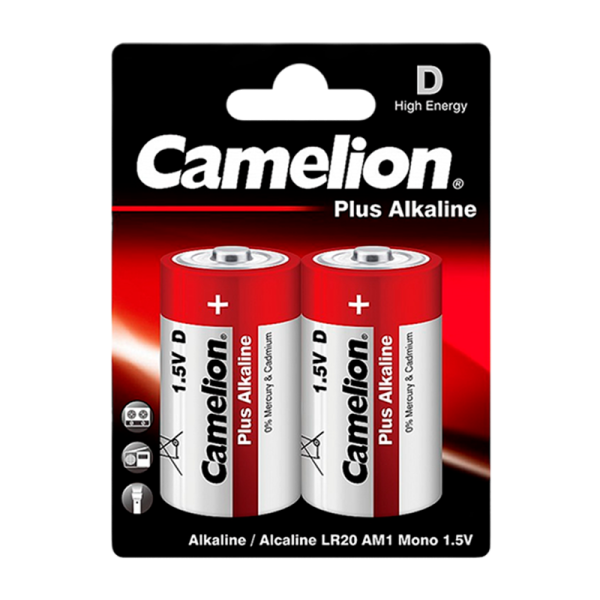 Батарейка Camelion Plus LR20 D BL2 Alkaline 1.5V (2/12/96)