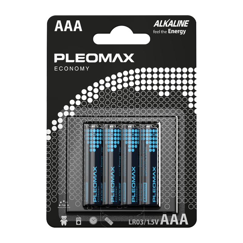 Батарейка Pleomax ECONOMY LR03 AAA BL4 Alkaline 1.5V (4/40/400/25600)