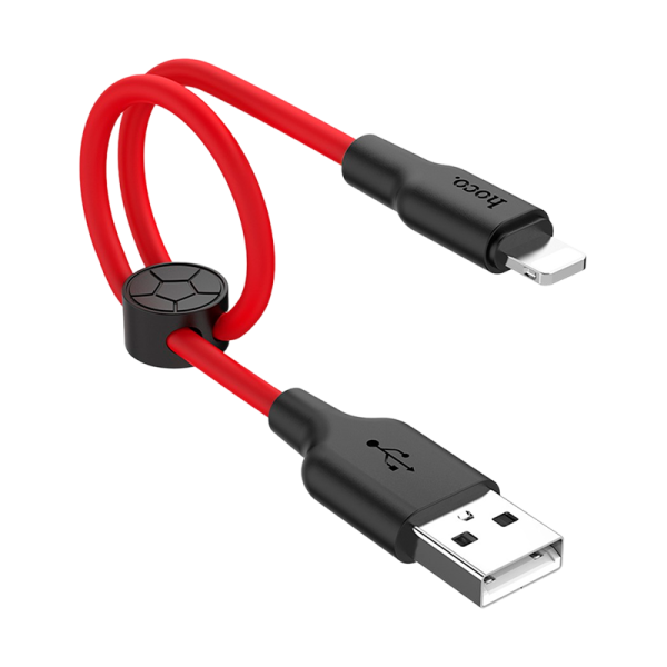 Кабель HOCO X21 Plus USB (m)-Lightning (m) 0.25м 2.4A силикон черный красный (1/30/300)