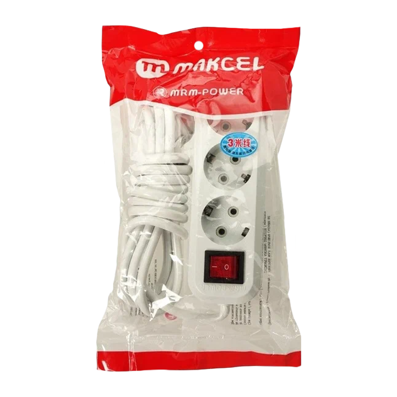 Удлинитель MRM-Power M-318 3р.С/З 10A 5.0м белый (1/36)