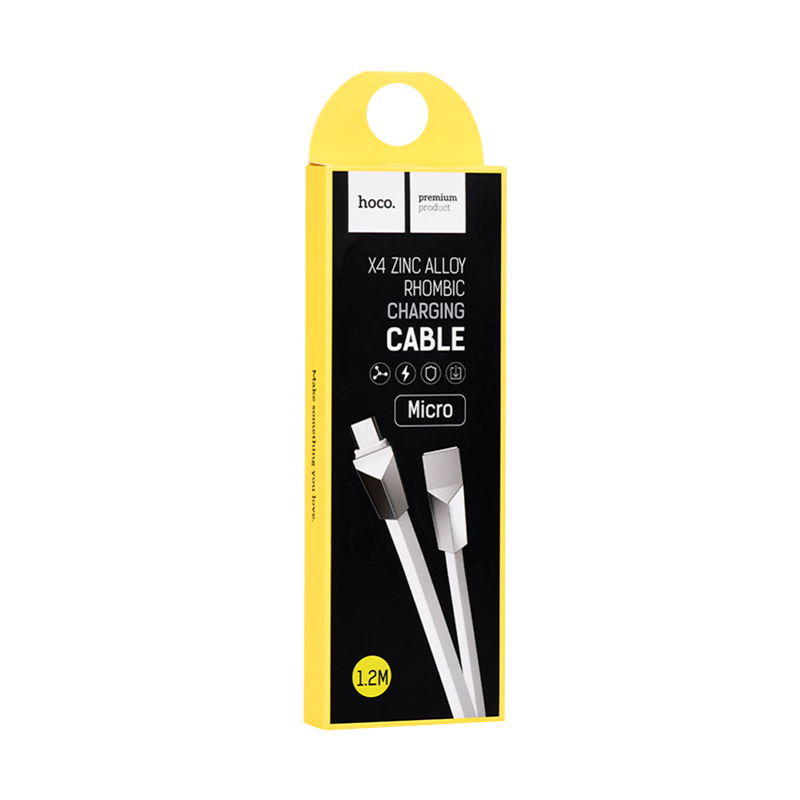 Кабель HOCO X4 USB (m)-microUSB (m) 1.2м 2.4A силикон белый (1/32/320)