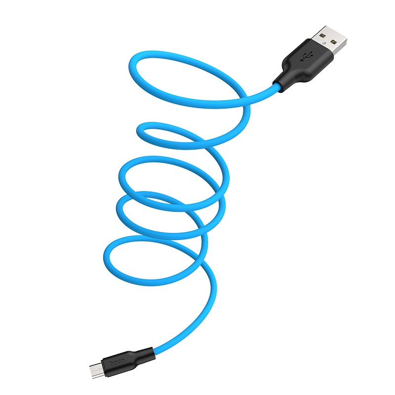 Кабель HOCO X21 Plus USB (m)-microUSB (m) 1.0м 2.4A силикон синий черный (1/36/360)