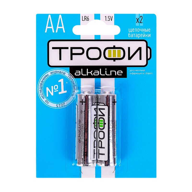 Батарейка Трофи LR6 AA BL2 Alkaline 1.5V (2/40/320/15360)