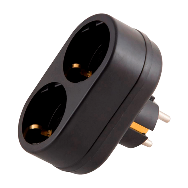 Разветвитель Toker 2Т 2р.С/З черный (1/80)