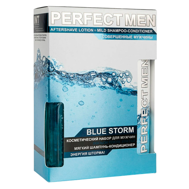 Набор Perfect Men Turbo BLUE STORM (шампунь-кондиционер 250мл+лосьон п/бритья 100мл) (1/12)