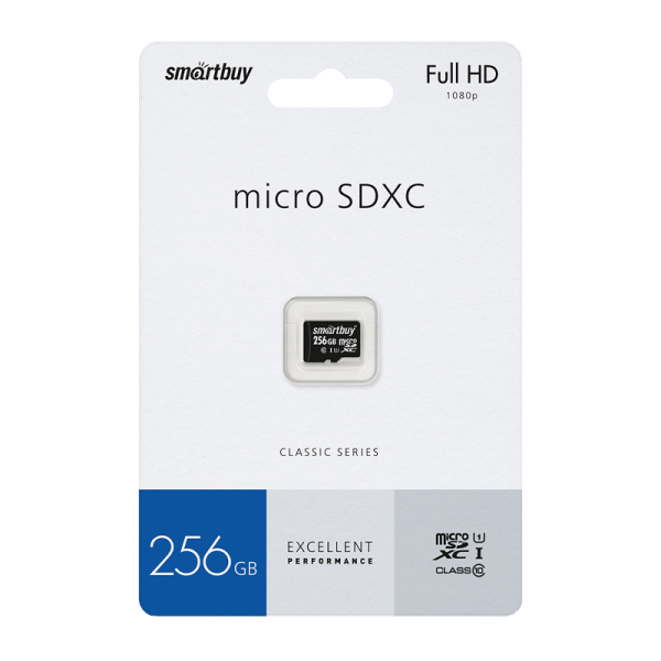 Карта памяти microSD Smartbuy 256GB Class10 UHS-I (U1) 85 МБ/сек с адаптером