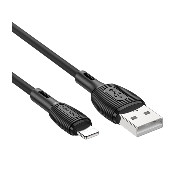 Кабель Borofone BX86 USB (m)-Lightning (m) 1.0м 2.4A силикон черный (1/360)