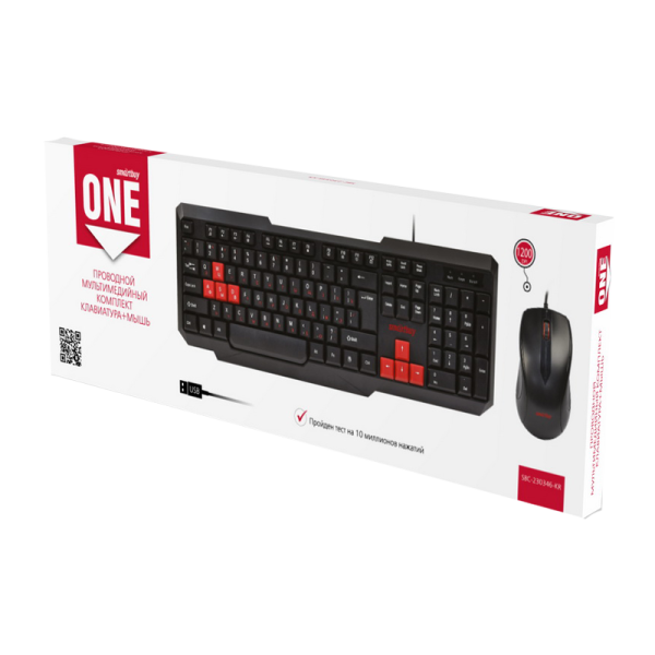 Набор клавиатура+мышь проводной Smartbuy 230346 ONE черный красный (1/20)