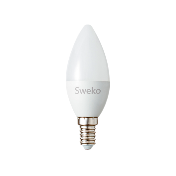 Лампа светодиодная Sweko C35 E14 5W 6500К 230V свеча (1/5/100)