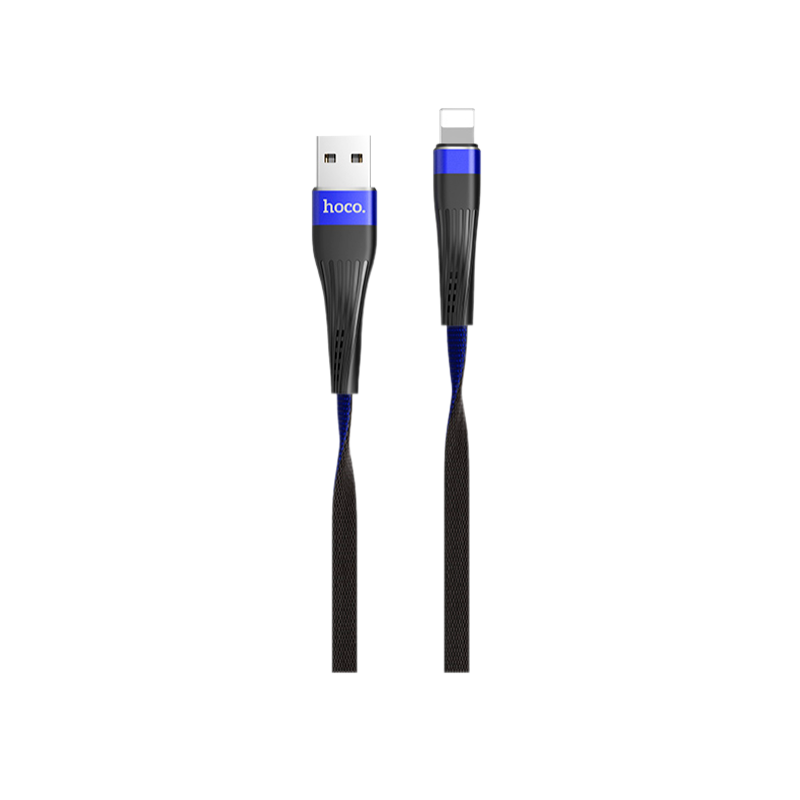 Кабель HOCO U39 USB (m)-Lightning (m) 1.2м 2.4A нейлон синий (1/24/240)