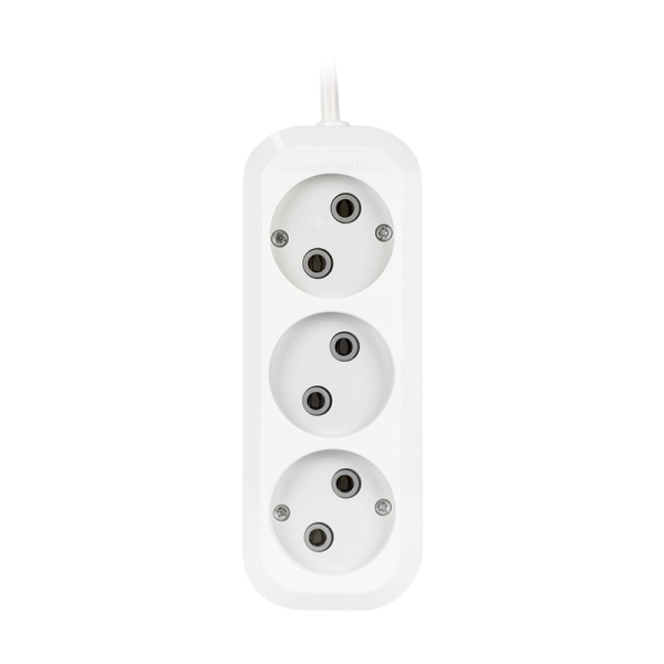 Удлинитель Smartbuy 3р.Б/З 10A 2.0м ПВС 2x1мм² белый (1/50)