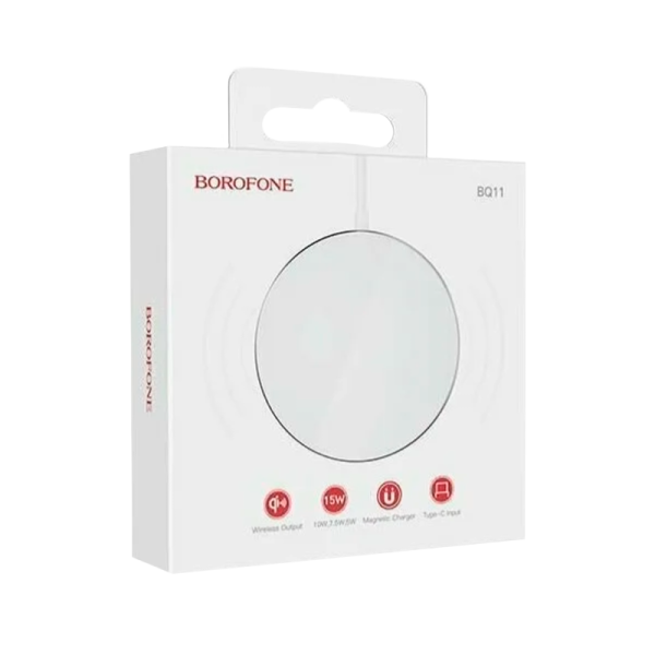 Беспроводное З/У Borofone BQ11 2.0A 15W MagSafe с кабелем Type-C серебряный (1/31/186)