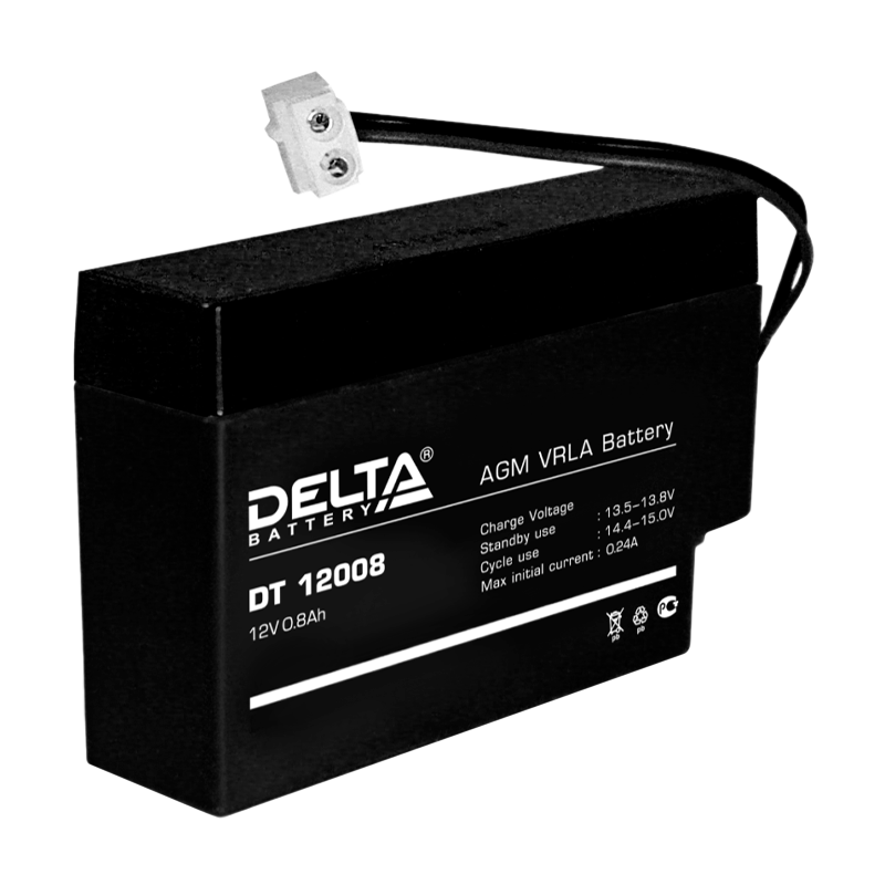 Аккумулятор свинцово-кислотный Delta DT 12008 Т13 12V 0.8Ah (1/20)