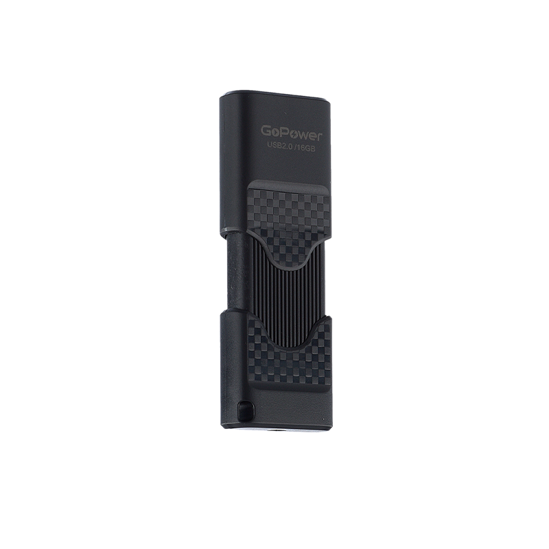 Флеш-накопитель GoPower SLIDER 16GB USB2.0 пластик черный матовый (1/50/1000)