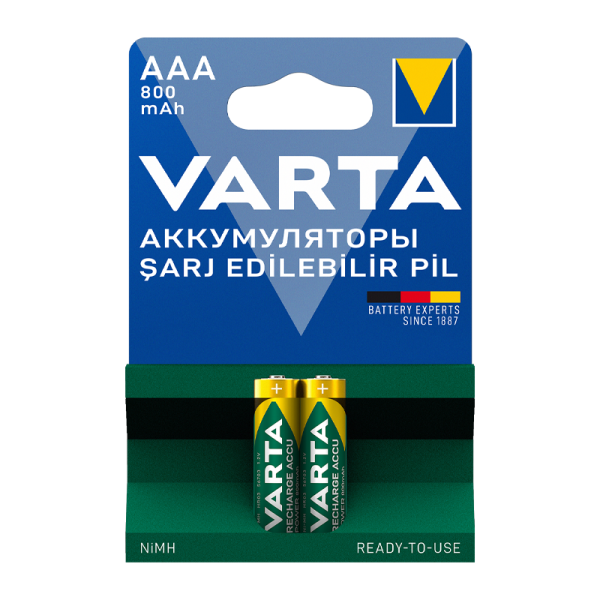 Аккумулятор предзаряженный RTU Varta HR03 AAA BL2 NI-MH 800mAh (2/20/100)