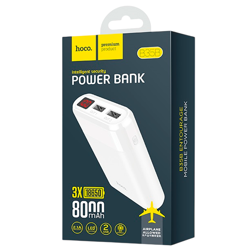 Внешний аккумулятор HOCO B35B 8000mAh 2.0A 2USB белый (1/64)
