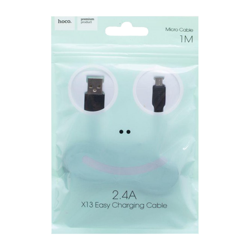 Кабель HOCO X13 USB (m)-microUSB (m) 1.0м 2.4A ПВХ черный (1/36/360)