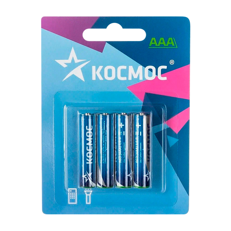 *Батарейка Космос R03 AAA BL4 Zinc Carbon 1.5V (4/60/960) 