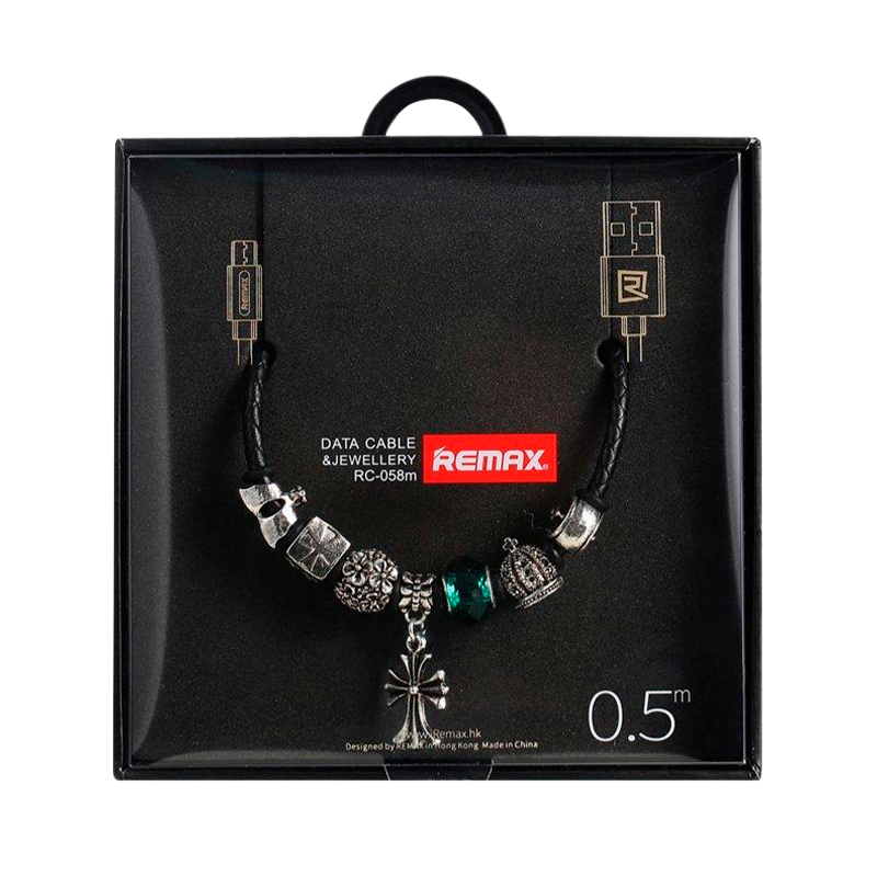 USB кабель REMAX Jewellery (Micro) RC-058M Чёрный (0.5M, 2.4A)