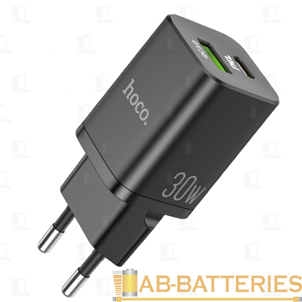 Сетевое З/У HOCO N13 1USB/Type-C 30W QC3.0 черный (1/12/120)