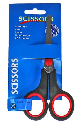 Ножницы канцелярские SCISSORS 5.5" пластиковые ручки МИКС на блистере(Китай)(24/600)